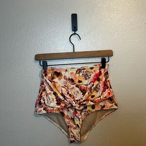 Kortni Jeane High Waisted Tie Waist Floral Bikini Bottom